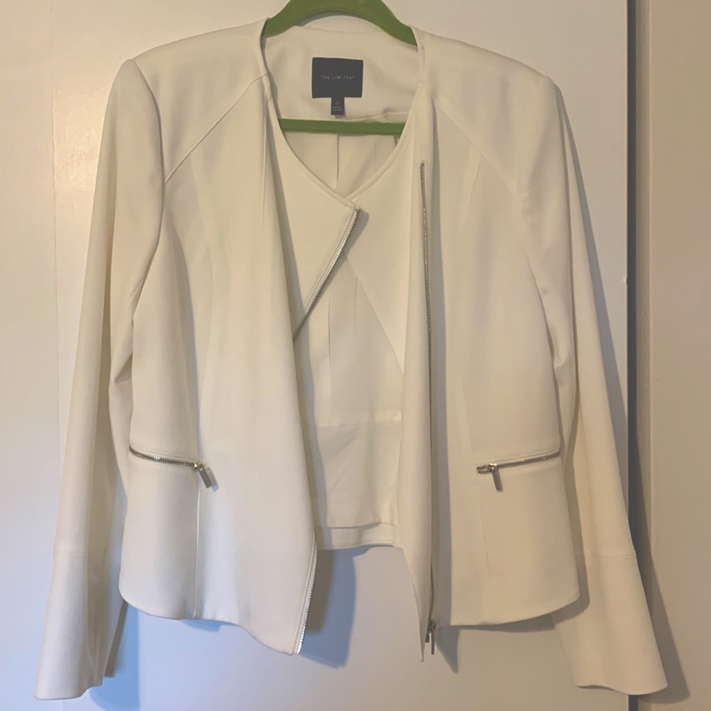 The Limited White Moto-style jacket with peplum detail (on back)